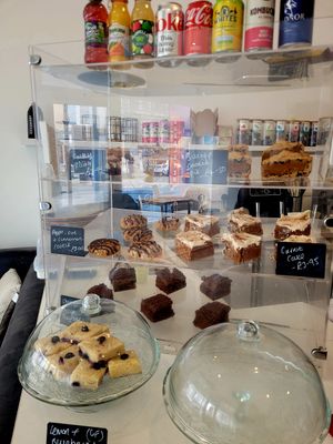 Cake & Drinks Display April 2025 at Pip & Oat in Llandudno