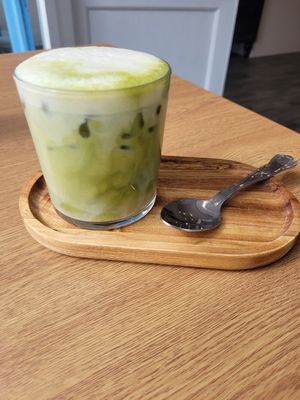 Iced Matcha at Pip & Oat in Llandudno