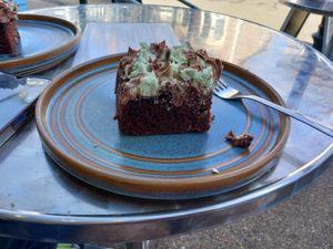 Choc and mint cake at Pip & Oat in Llandudno