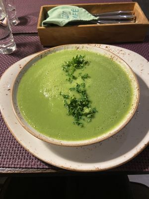 Broccoli soup  at Vegafe - Totoriu g. in Vilnius