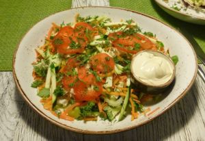 Huge salad with a large variety of delicious vegetables at Vegafe - Totoriu g. in Vilnius