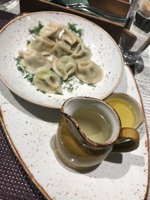  dumplings with pea filling  at Vegafe - Totoriu g. in Vilnius