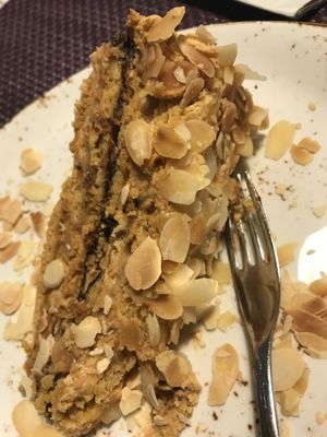 Caramel cake with banana and date fillings at Vegafe - Totoriu g. in Vilnius