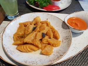Pumpkin Gnocchi, simply PERFECT!!! at Vegafe - Totoriu g. in Vilnius
