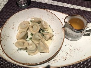 Pea Dumplings with broth  at Vegafe - Totoriu g. in Vilnius