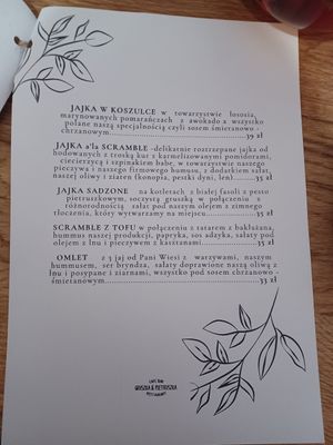 Menu at Gruszka i Pietruszka in Szczecin