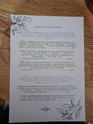 Menu at Gruszka i Pietruszka in Szczecin