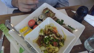 oriental dish - sushi + yakissoba at Taste and See in Sao Paulo