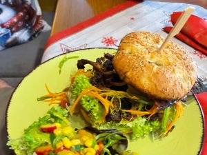 Oyster mushroom burger at Gasthaus Krone in Kennelbach
