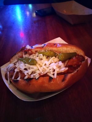Chili Cheese Dog at Sideburns in Long Beach