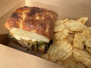 'Porchetta' and Provolne on Focaccia  at Three Girls on Spring in Charleston