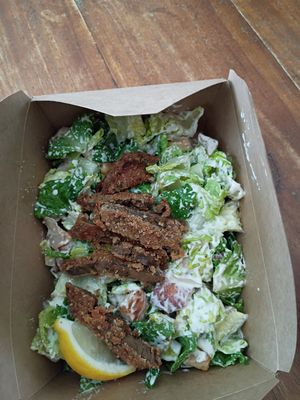 Caesar Salad with "cutlet" at Three Girls on Spring in Charleston