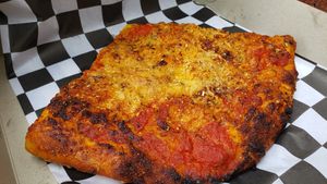 Pizza slice ($17). Pretty good. Nice cashew cheese. at Three Girls on Spring in Charleston