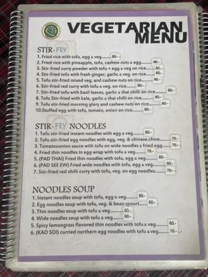 Menu  at Number 9 Restaurant in Chiang Mai