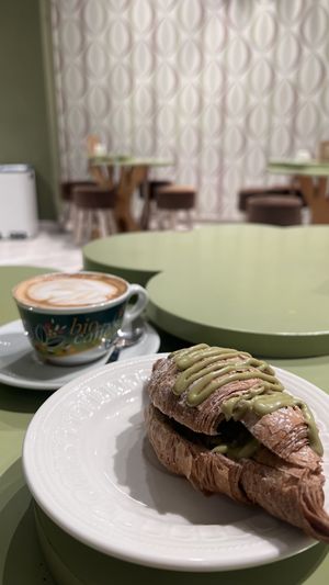 Pistachio croissant  and caffee  at Velato & Co. - Via Silla in Rome
