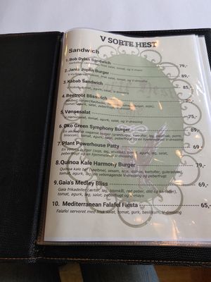 Menu at V Sorte Hest in Copenhagen
