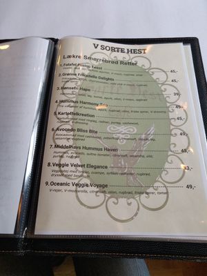 Menu at V Sorte Hest in Copenhagen