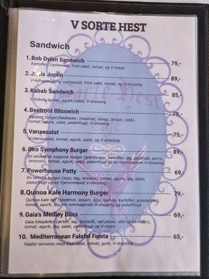 Menu: Sandwiches at V Sorte Hest in Copenhagen