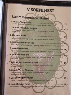 Menu: Smørrebrød at V Sorte Hest in Copenhagen