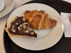 Chocolate pie and Croissant at V Sorte Hest in Copenhagen