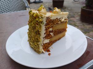 Pistachio cake at V Sorte Hest in Copenhagen