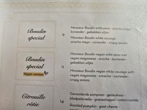 Vegan clearly labelled at Et Alors gent in Ghent