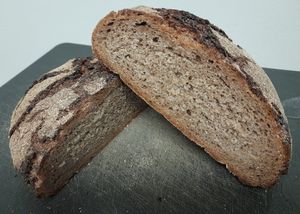 Sourdough rye bread baked in stone oven. Made with organic and domestic rye. at Kanniston Leipomo - Sello in Espoo