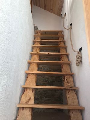 Hand carved staircase at Alem do Vale  in Vale Da Figueira Estreito