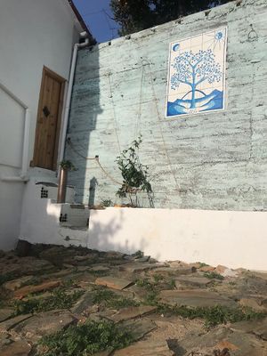Entrance to the hayloft, o palheiro at Alem do Vale  in Vale Da Figueira Estreito