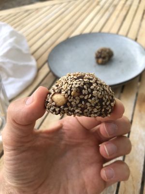 Nuts, seeds and dates truffle  at Alem do Vale  in Vale Da Figueira Estreito