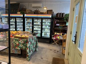 Local offerings: produce and refrigerated  at New Lebanon Farmers Market & Grocery in New Lebanon