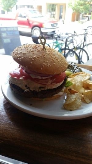 mushroom burger at The Food Forest in Peterborough