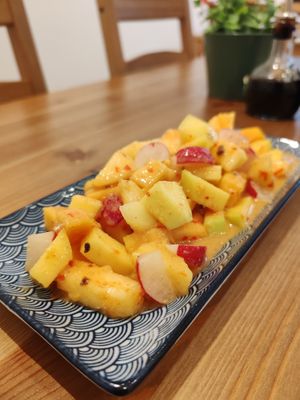 Fresh fruit salad with spicy, roasted peanut sauce 🌶️ - Rujak at Taste of Bali in Timisoara