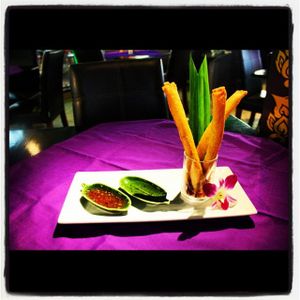 Siam Dreams Signature Dish Vegetarian Spring Rolls at Siam Dreams Restaurant and Lounge in Koh Samui