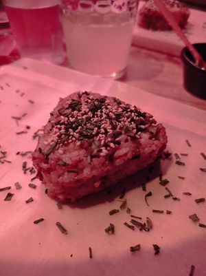 Arroz frito relleno de seitán y verduras at Shlen - Salamanca in Madrid