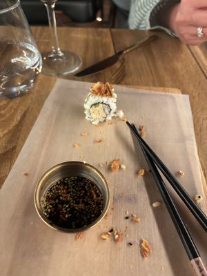 The smoked tofu sushi   at Shlen - Salamanca in Madrid
