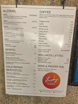 Drinks menu at Starsky & Hatch in Hastings