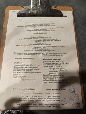 Menú del día (ejemplo) at La Masia de Sant Celoni in St Celoni