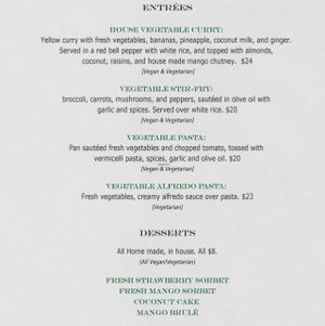  vegan menu pg 2 (Jan 2017) at Sal's Ballyhoo's in Key Largo