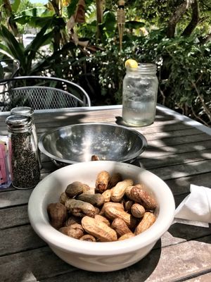 delicious hot boiled peanuts appetizer  at Sal's Ballyhoo's in Key Largo