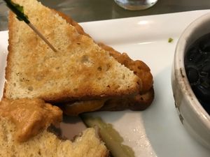 Vegan grilled cheese and vegan black bean soup at Sal's Ballyhoo's in Key Largo