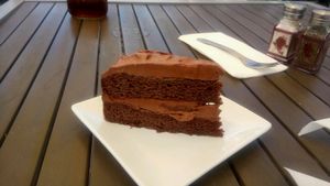 Chocolate cake  at Sal's Ballyhoo's in Key Largo