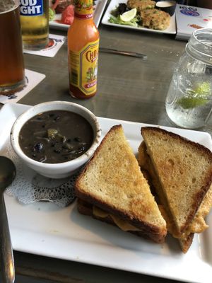 Grilled cheese and black bean soup  at Sal's Ballyhoo's in Key Largo
