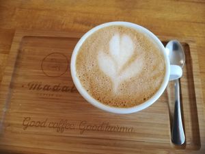 Oatmylk cappuccino at Madal Cafe in Budapest