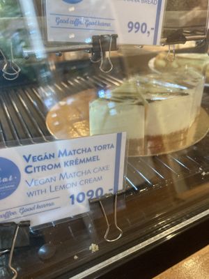 Vegan matcha cake  at Madal Cafe in Budapest