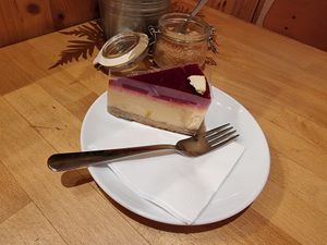 Vegan apple mousse cake at Madal Cafe in Budapest
