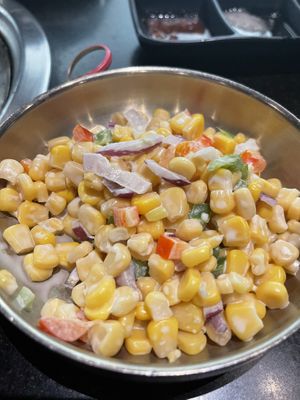 Vegan corn salad. We were supposed to get the vegan corn cheese. Sigh. It was still good  at Master Kim's Korean BBQ  in Las Vegas