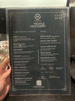 Vegan menu at Master Kim's Korean BBQ  in Las Vegas
