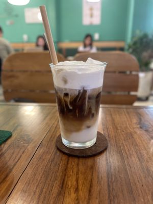 Salted coffee with oat milk foam  at PhinHolic in Hue