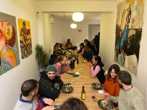 Communal table at Cultivate  in Lisbon